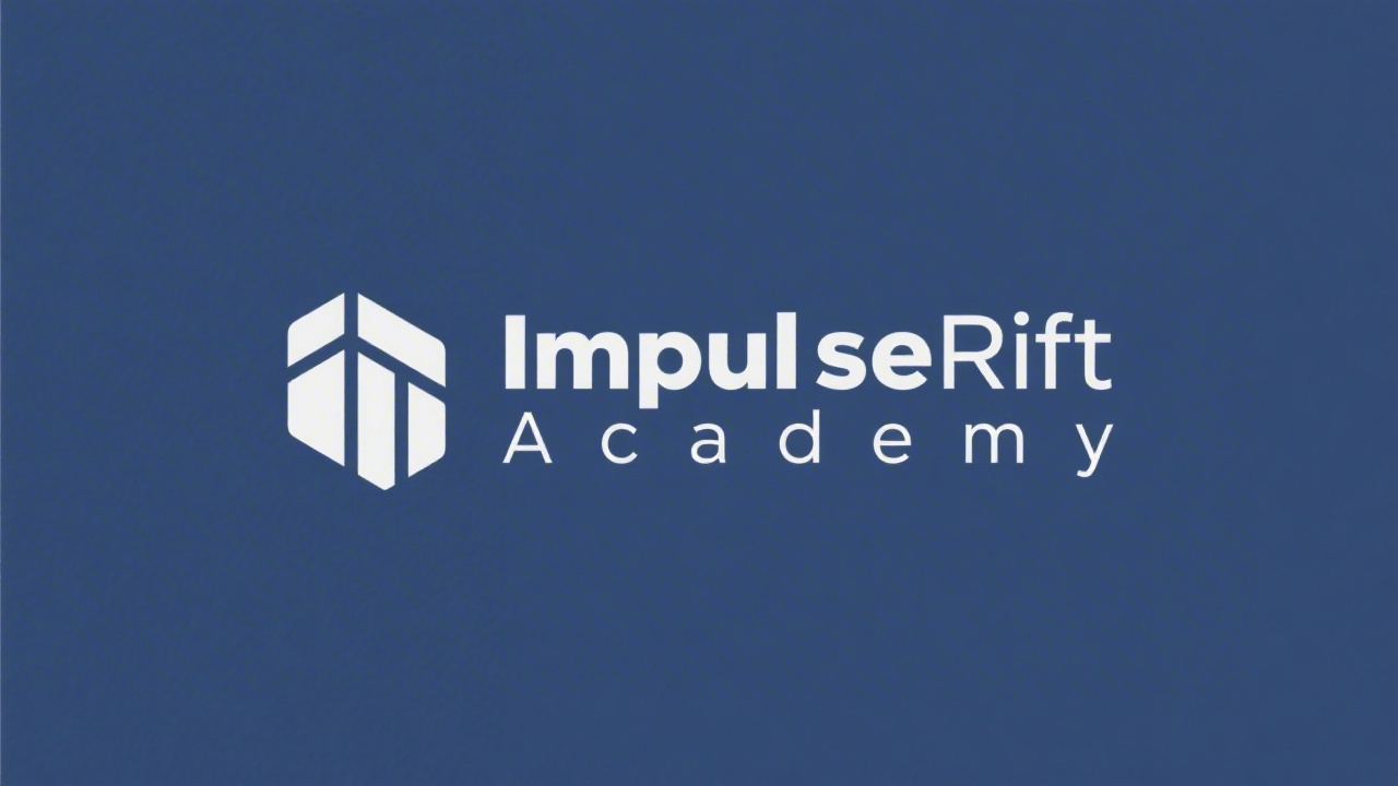 Minimal wordmark logo reading ImpulseRift Academy with simple geometric letterforms and clean spacing for a modern tech training brand identity.